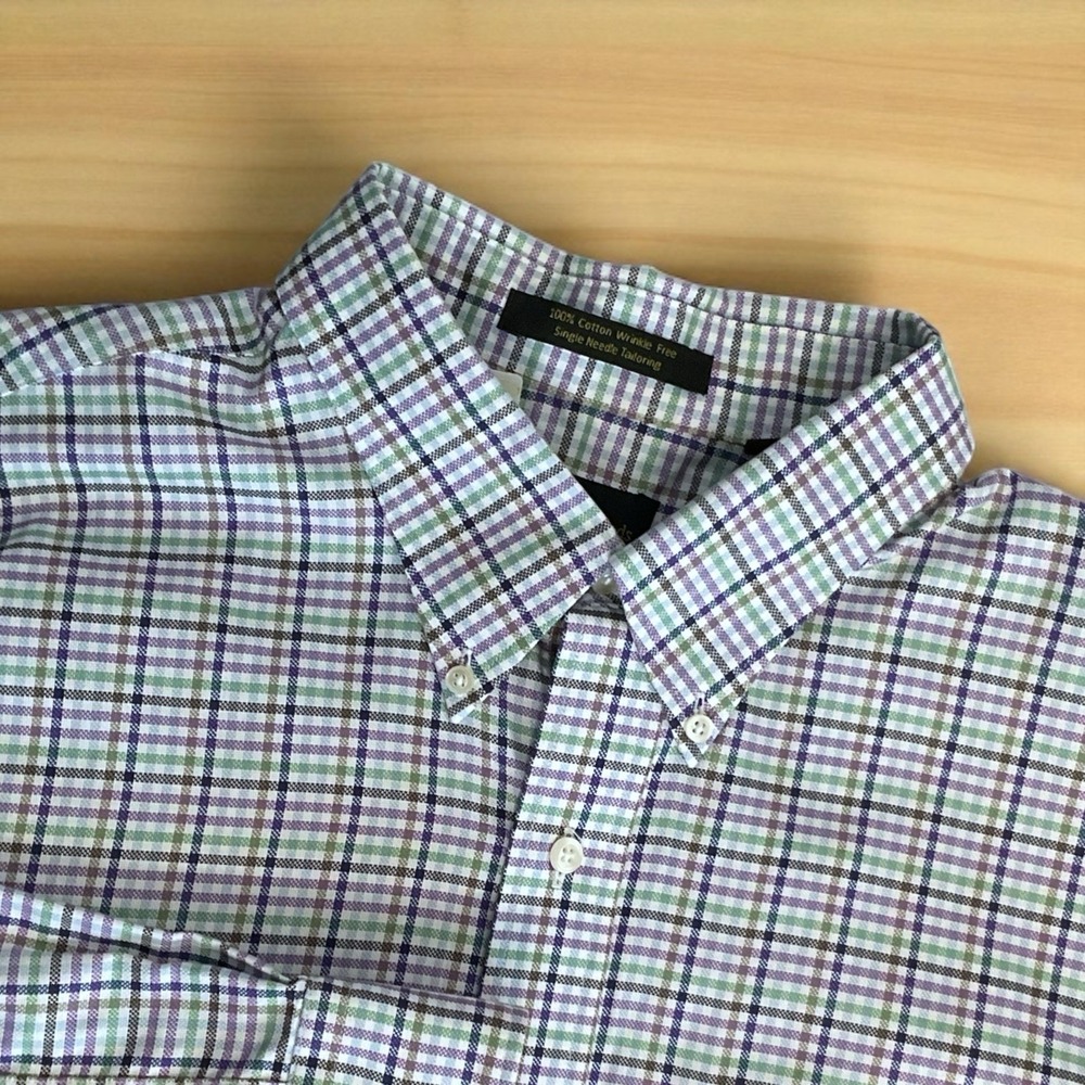 Allen Edmonds Button Down Shirt XL Multicolor Men Plaid Cotton Casual Breathable